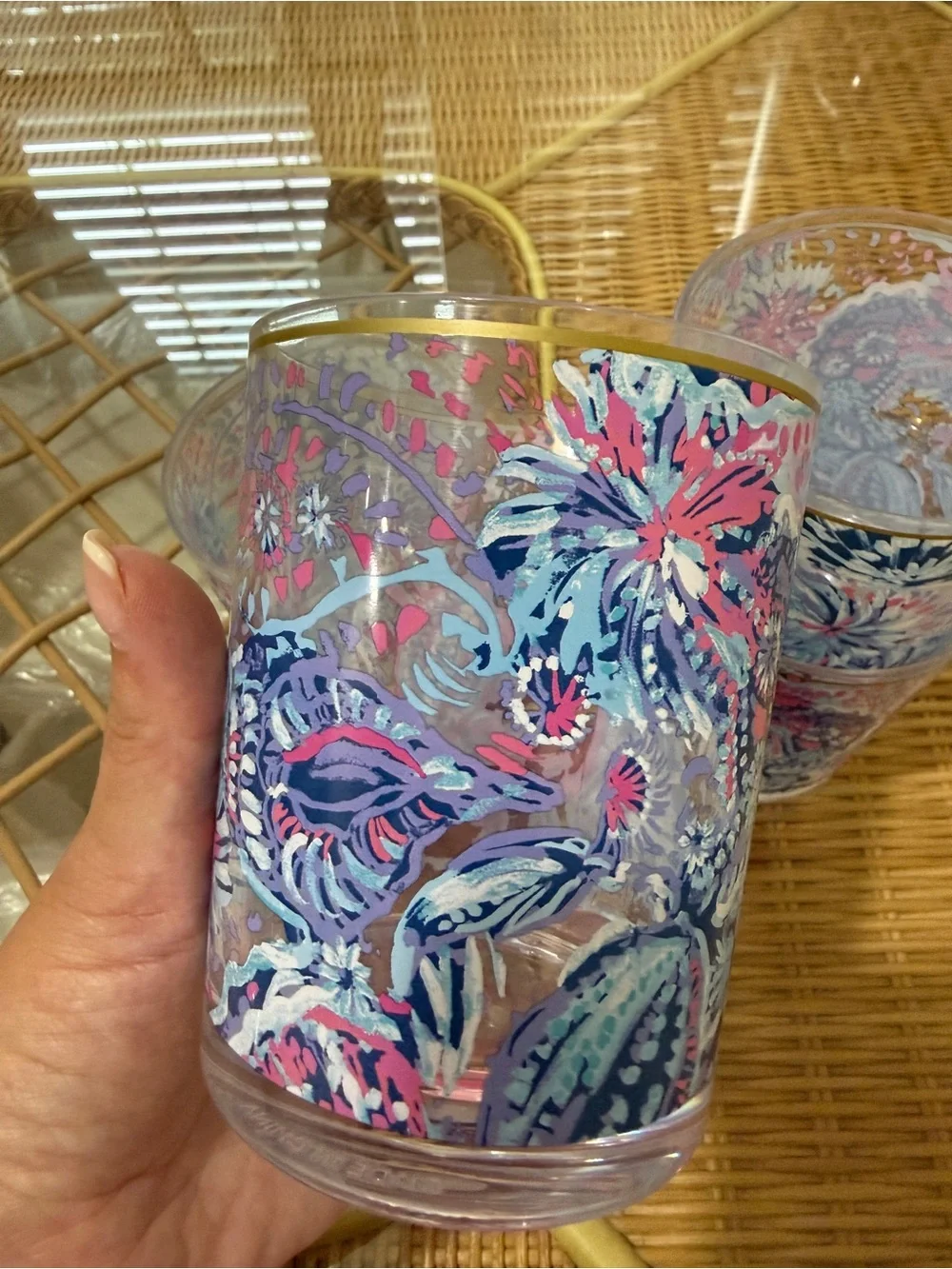 Lilly Pulitzer Set of 4 Acrylic Tumblers Lo-Ball Glasses